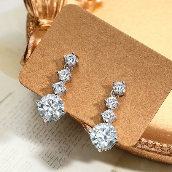 Certified 2.6ct. t.w. Moissanite Diamond Drop Earrings NEW - Picture 6 of 14
